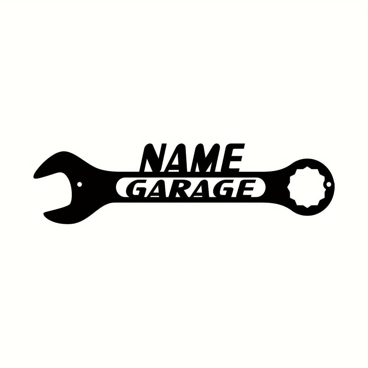 Personalized Gift For Dad Grandpa Husband, Custom Garage Sign, For Man Cave Workshop Decor With Wrench Design, Pre-drilled