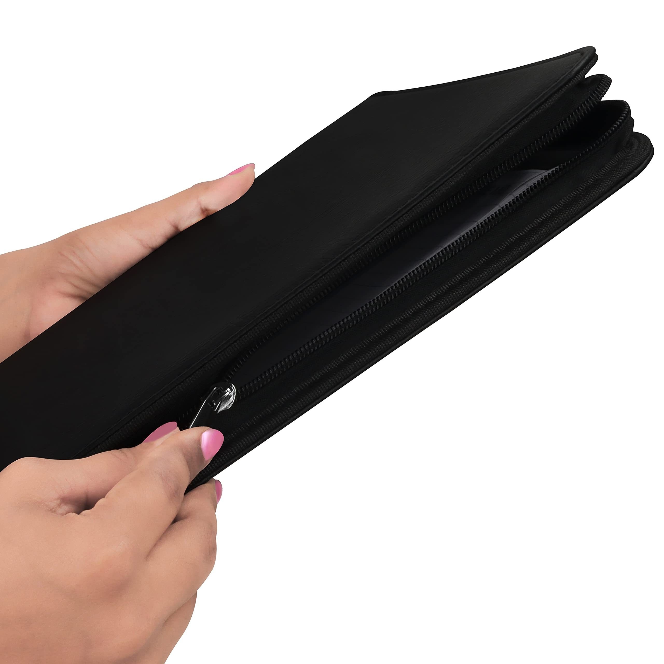 1pc Black Zipped A4 Business Portfolio Folder, Conference Document Case Bag, Folder, Ring Binder File, Resume &amp; Document Pocket, Writing Pad, Card Holder &amp; Tablet Pouch