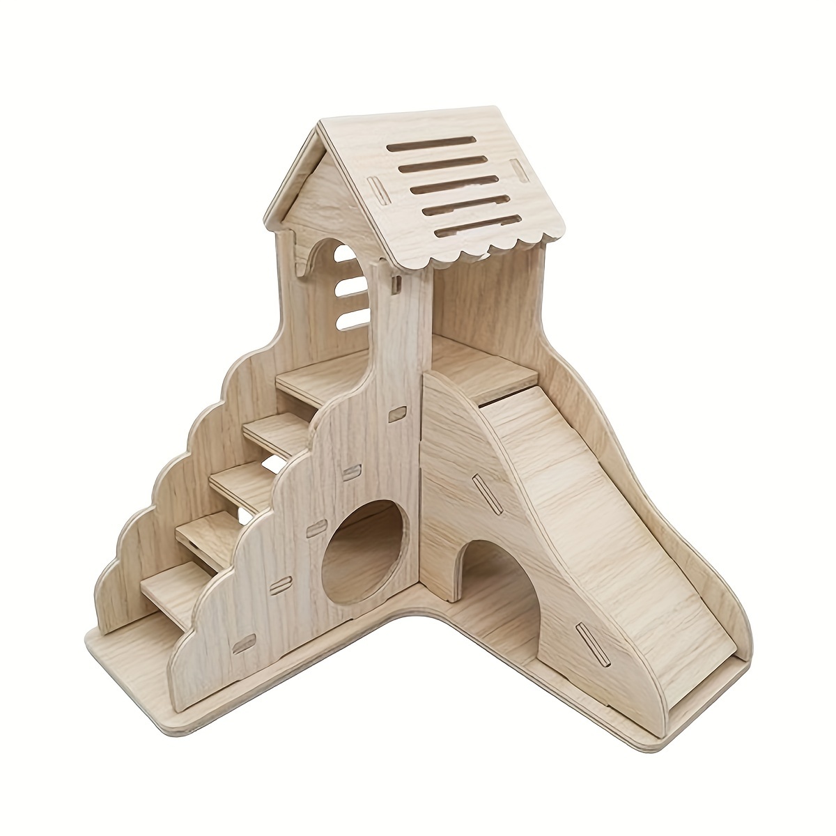 

Hamster Hideout Cage Accessories - Hamster House And Habitat, Wooden Cabin With Climbing Ladder And Slides For Dwarf Gerbils And Mice, Rats, Other Small Animals And More