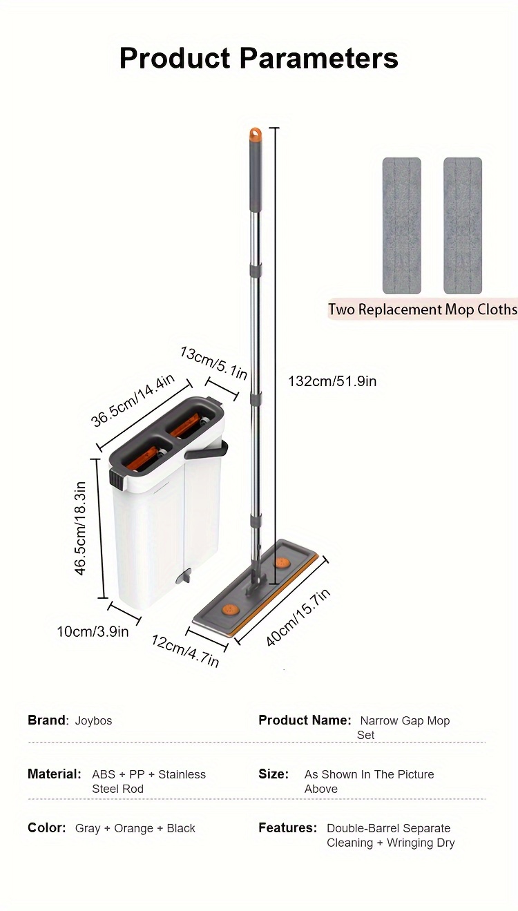 1 set dual use wet and dry mop and   with 2 reusable pads manual floor cleaning kit for home   room bedroom abs plastic no electricity needed details 5