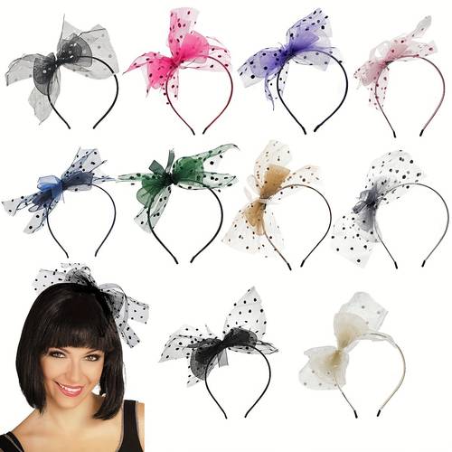 1pc bow tie fascinator headband for women tea party derby mesh cocktail headband bridal wedding headpiece mother gifts teacher gifts