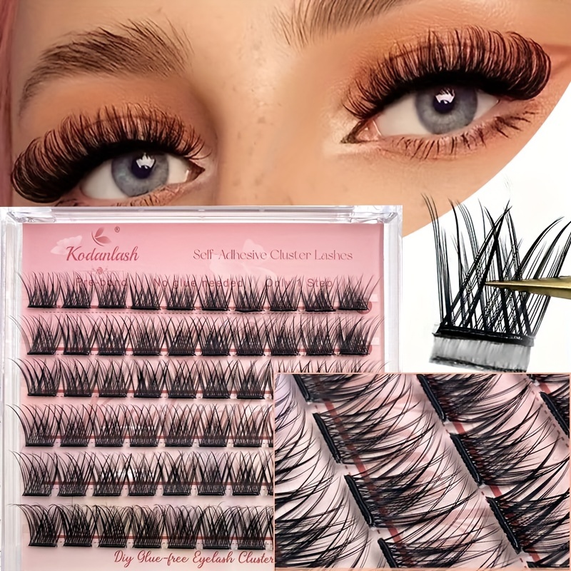 

Self-adhesive Eyelash Clusters: Diy Lash Kit With 0.07c , 10-16mm Lengths, 72 Pieces - No Glue, Self-stick, Reusable, And No Damage