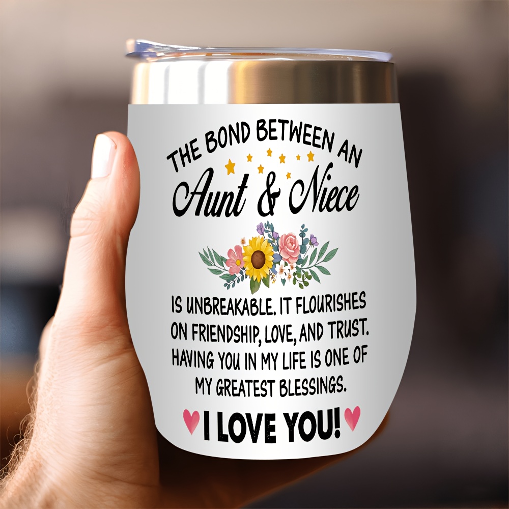 TEMU 1pc Easy Aunt & Niece, The Stainless Steel Cup, Stainless Steel, 12oz Double Wall Stainless Steel Cup, Home, Office, Study, Gifts, Festival