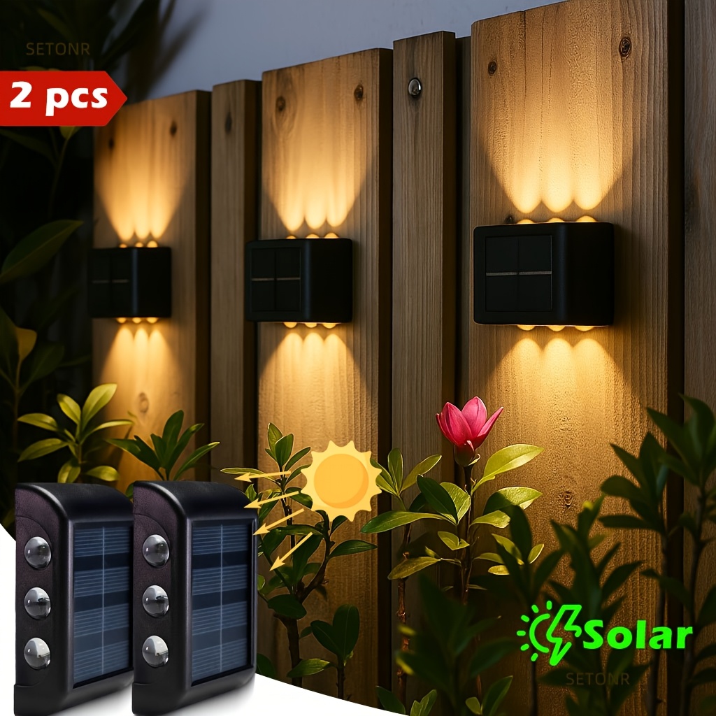 TEMU SETONR 2/4/8 piezas Luces Solares para Exterior - Luces LED IP44 para Pared Superior e Inferior, Lámpara de Pared para Decoración de Jardín,