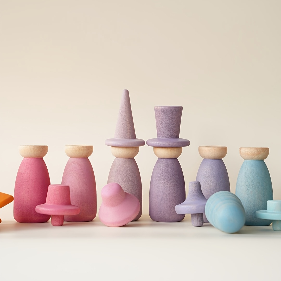 12pcs Colored Changeable Hat Dolls for Pretend Play