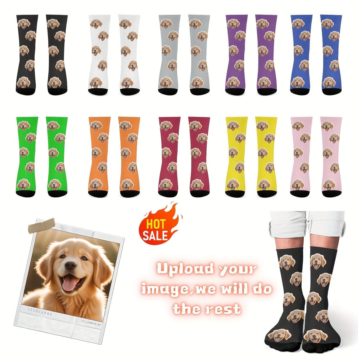 

Custom Face Crew Socks, Personalized Funny Gift Socks With Photo Customized, Pet Faces Print, Novelty Trendy Party Present Socks For Men