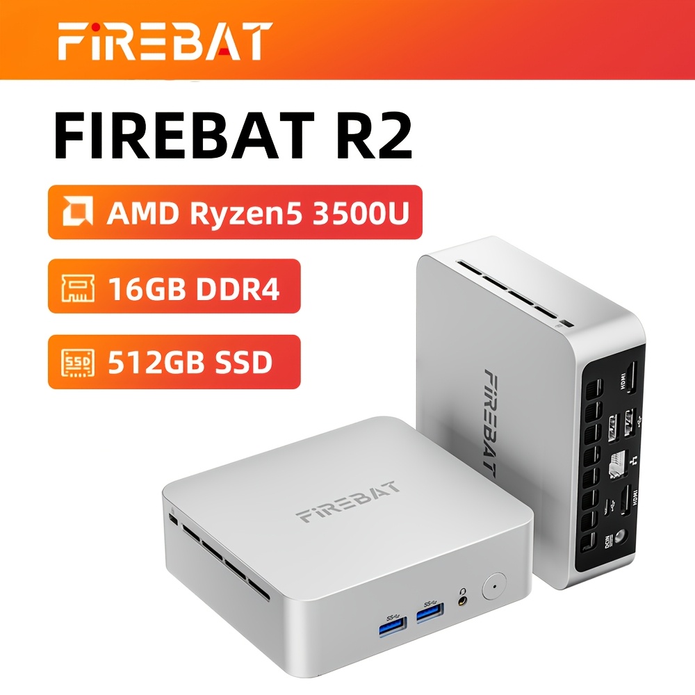 Budget Computer voor Thuiswerkplek: AMD Ryzen 5 3500U 16GB DDR4 512GB SSD | Compacte WiFi 6 4K Ready Desktop PC met Geïntegreerde Graphics, 2 HDTV Poorten, 2.4 GHz Radio Frequentie