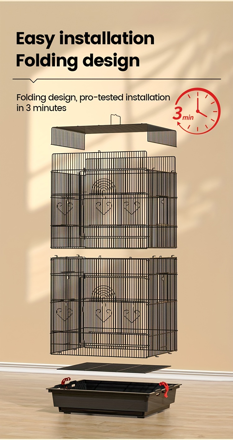 heavy duty metal bird cage with 0 8cm wire   durable small pet cage for squirrels rabbits hamsters small animals easy   secure latches ventilation grills small animal cage sleek metallic   sturdy construction Product details 6