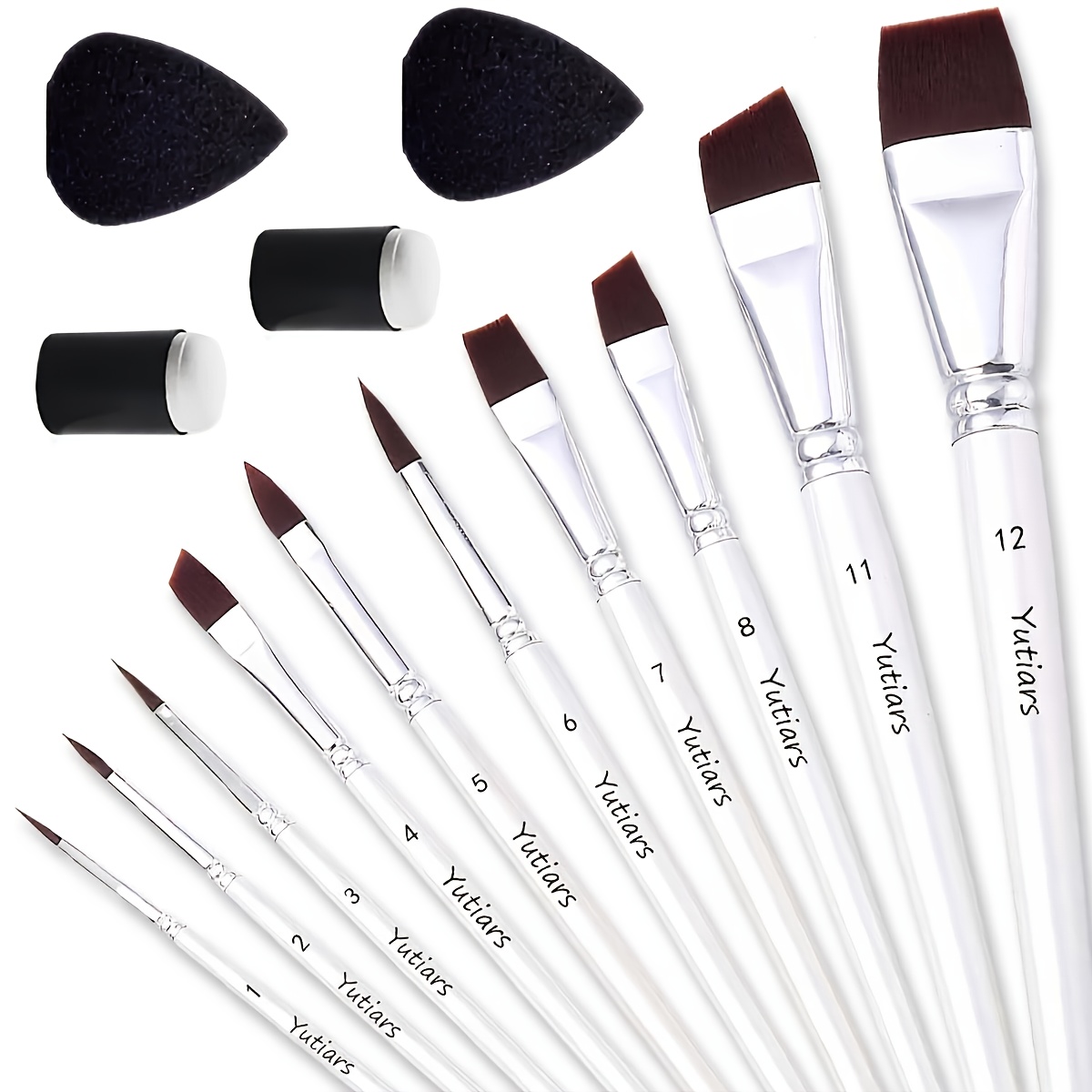 [14pcs Face Painting Set] 14pcs Multi-functional Face Painting Brush Sponge Set | Flat And Slanted Makeup Brushes And Soft Sponge | Suitable For Festival Graffiti