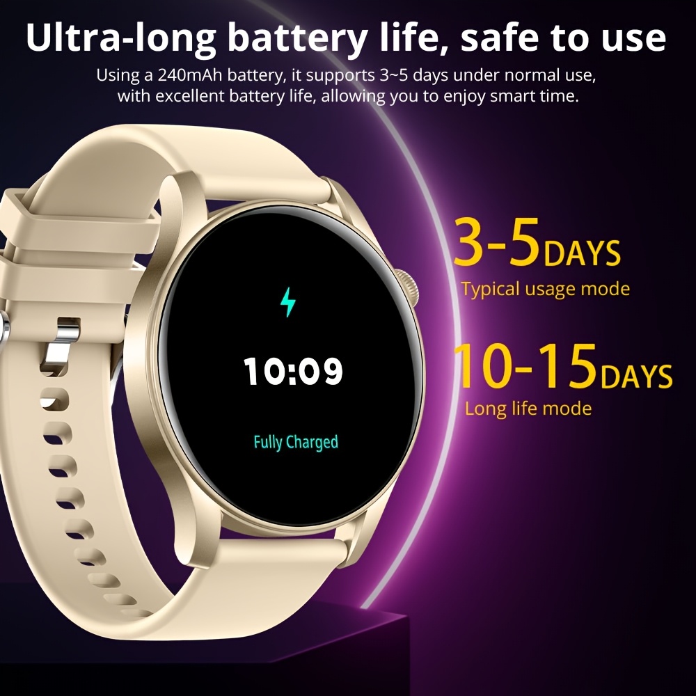 amoled smartwatch for men and women make answer calls message notifications step exercise music usb rechargeable wireless 5 3 silicone band options smart watch for phones Product details 7