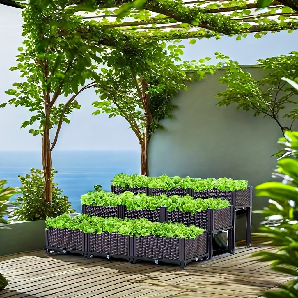 

1set Assembled Vegetable And Flower Pots, Box Can Be Connected Without Limit, Outdoor Vegetable And Flower Planting Tool On The Rooftop Balcony Of The Park Garden