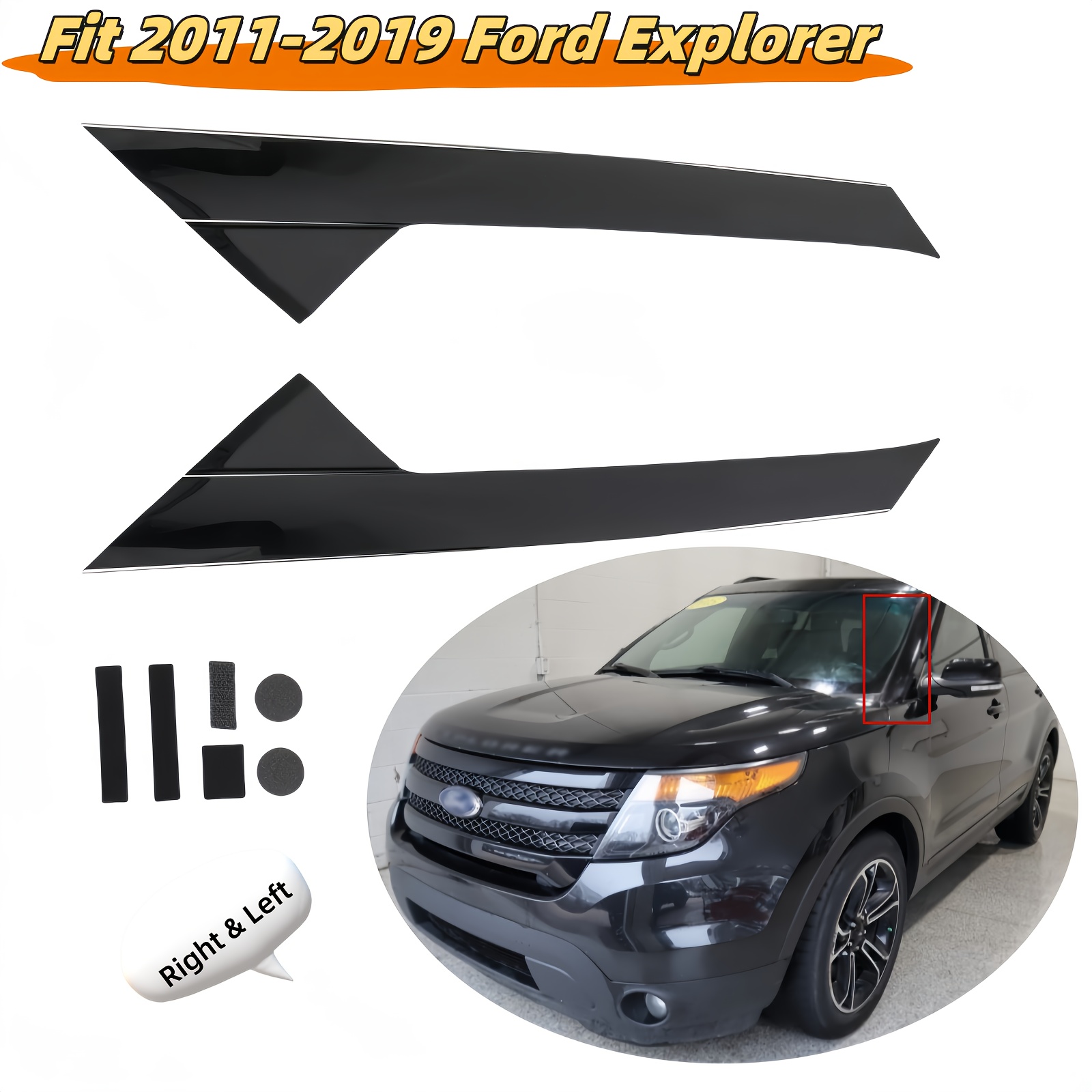 TEMU For 2011-2019 For Windshield Outer Trim Pillar Molding Right & Left Side
