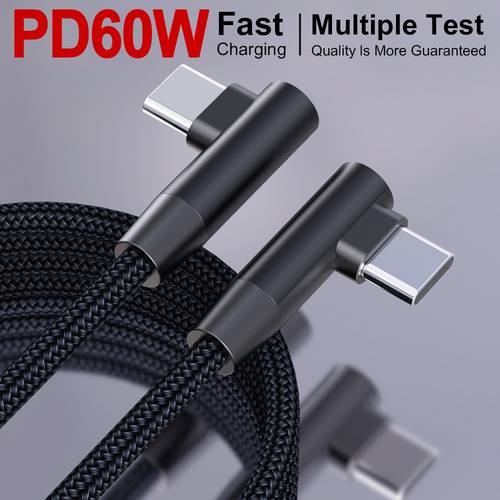60w 1 3pcs 3 3 6 6ft type c to type c fast charging cable right angle type c cable fast charging durable braided cable compatible for iphone 17 16 15 samsung galaxy s24 s23 ipad macbook pixel usb c charging cable data transfer