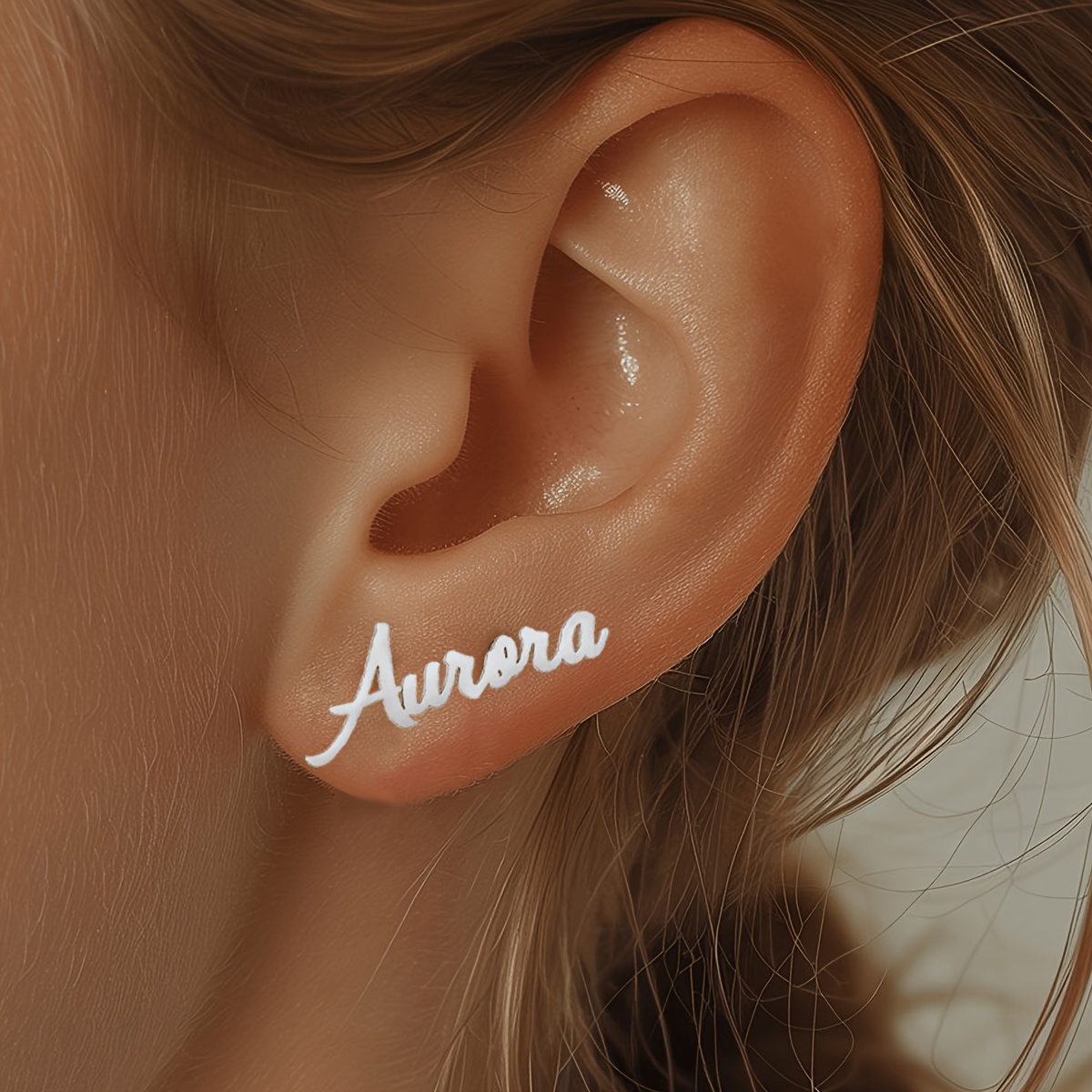 TEMU Une paire de boucles d'oreilles à avec nom personnalisé pour la mode ; Boucles d'oreilles minimalistes personnalisées avec lettres pour femmes ;