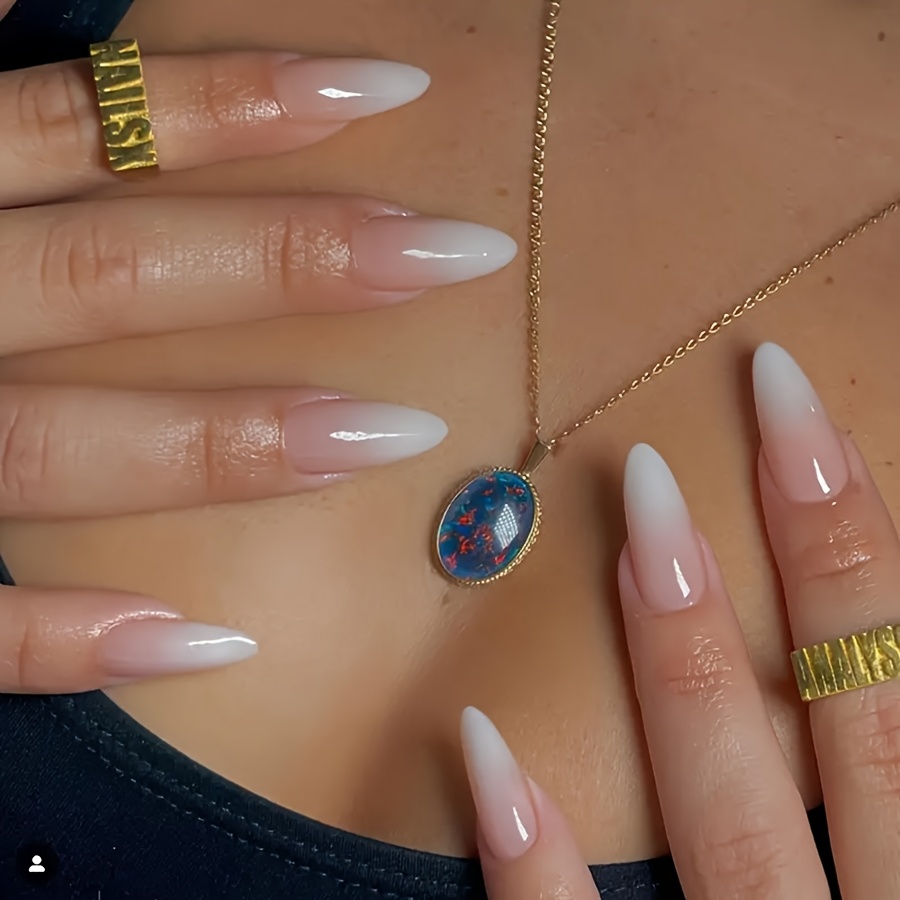 TEMU 48pcs Almond Gradient Fake Nails, Fully Covered And Pressed Nails, Wear Artificial Nail Tip Kit, Suitable For Birthday, Start Season, Graduation Ceremony Gifts Or Daily Commuting Parties