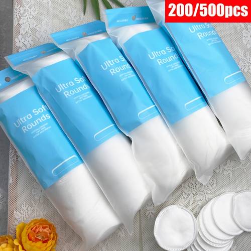 200 500pcs disposable round makeup pads for facial cleansing and nail polish removal portable travel size 6x6cm per pack 100pcs per pack