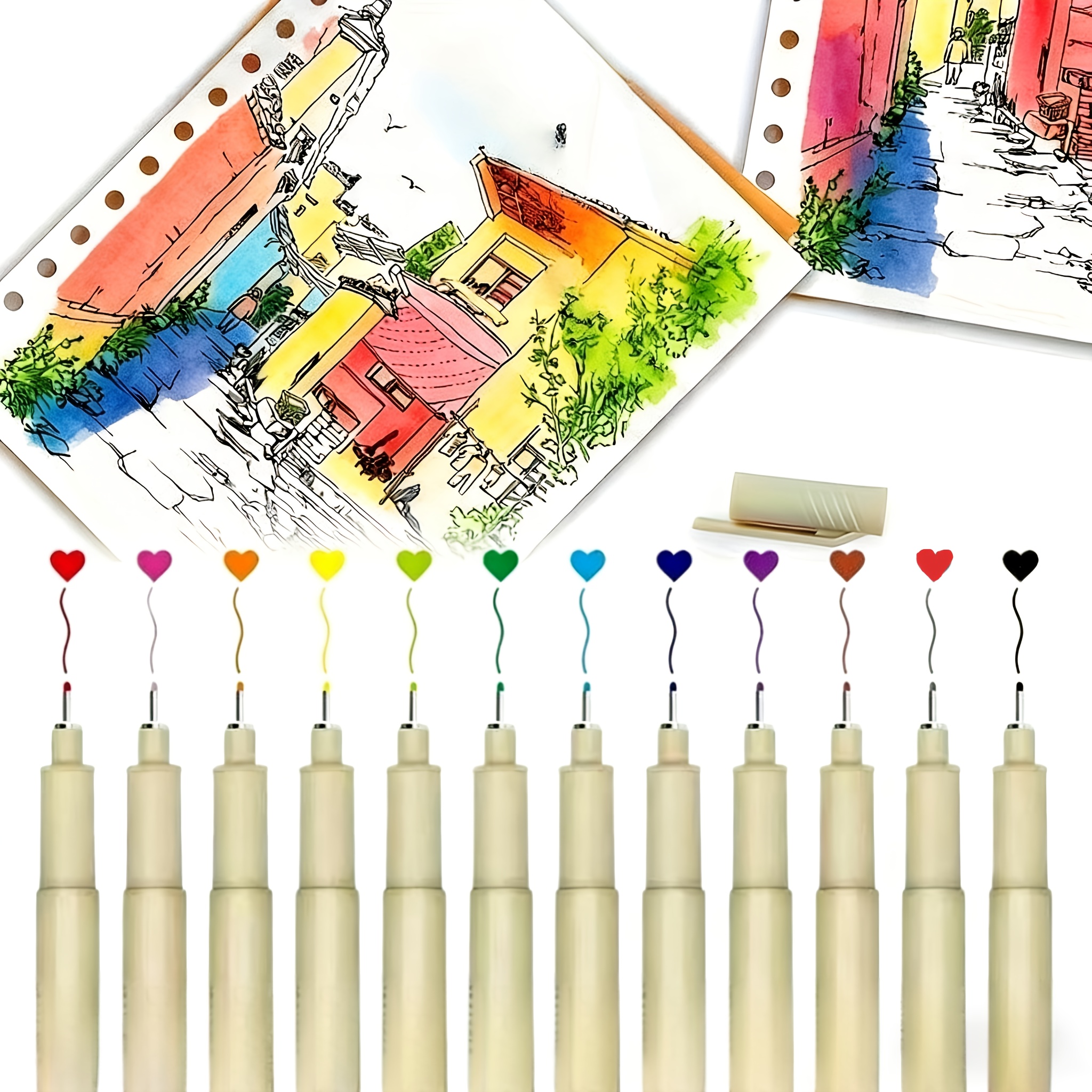 Image of 12 Colors Drawing Pen Fineliner Pen - Set 0.45mm Art Pen, Ultra Extra Fine Liner 05 , Sketch Journaling Fine Line Marker. Suitable For Professional Art, Water-based Ink