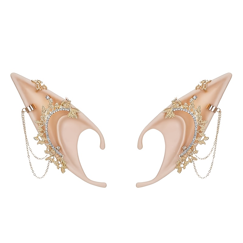 Image of 1 Pair/2pcs Of Handmade, Leaf Elf Ears, -style Fantasy Fairy Tale Fairy Princess Lady's Headdress, Role-playing Masquerade Party Additions Tools