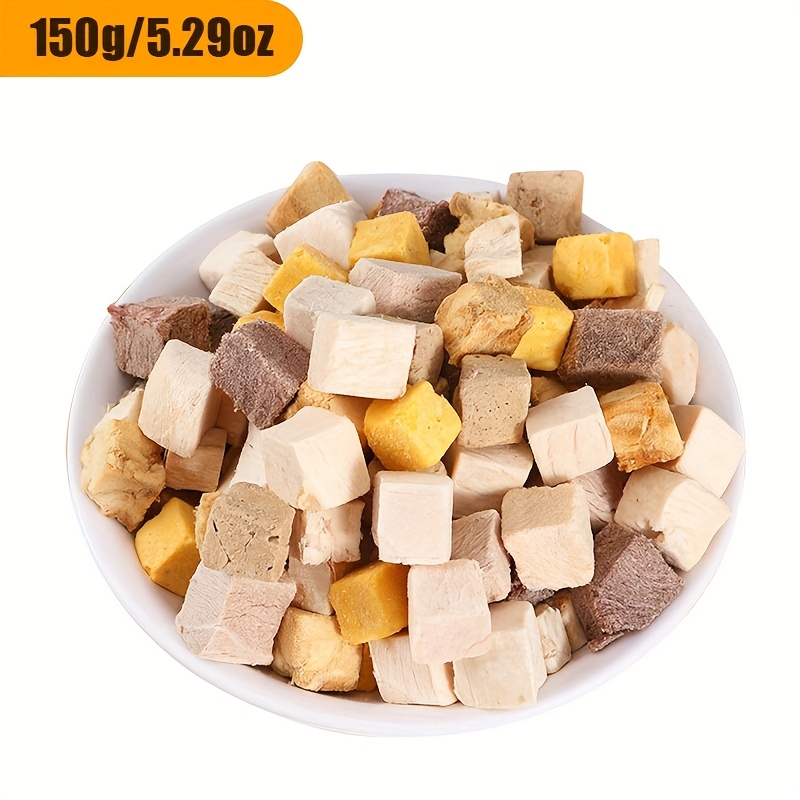 TEMU Natural Freeze-dried Dog Treats - Single- Chicken & Duck Meat Bites, Grain-free High-protein Crunchy Cubes For Small Dogs, Puppies, , Bichons -