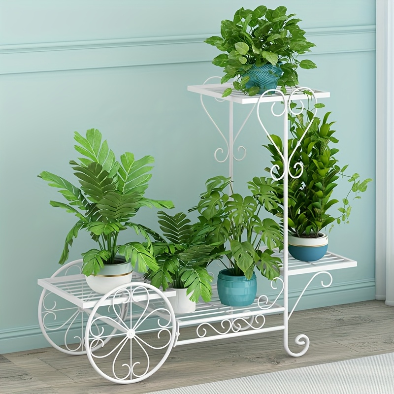 

de chariot flottant, support de pot de fleurs en métal pour jardin, simple rampe de pot de plantes, décoration de de jardin, support de fleurs d'art