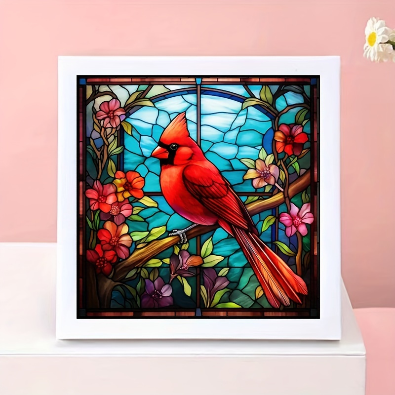 

Red Bird 5d Diamond Painting Kit 17.5x17.5cm, Round Diamond Canvas Art For Adults, Diy Embroidery Mosaic Craft For Bedroom, Living Room, Office Decor - Animal Theme