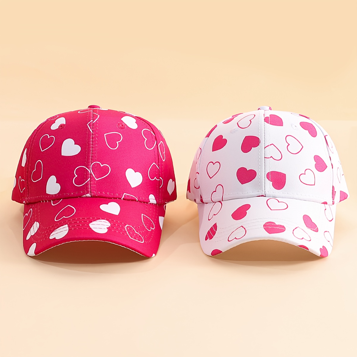 1 gorra de béisbol con estampado de corazones para niñas con cierre de broche - gorra   y transpirable ideal para   al colegio, regalo para   del   - uso   en   y verano, bonita para combinar con   los outfits