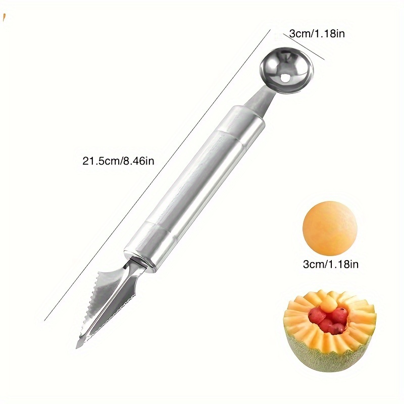 1pc Fruit Baller, 2-in-1 And Stainless Steel Fruit Carving Tool, Kitchen Gadget
