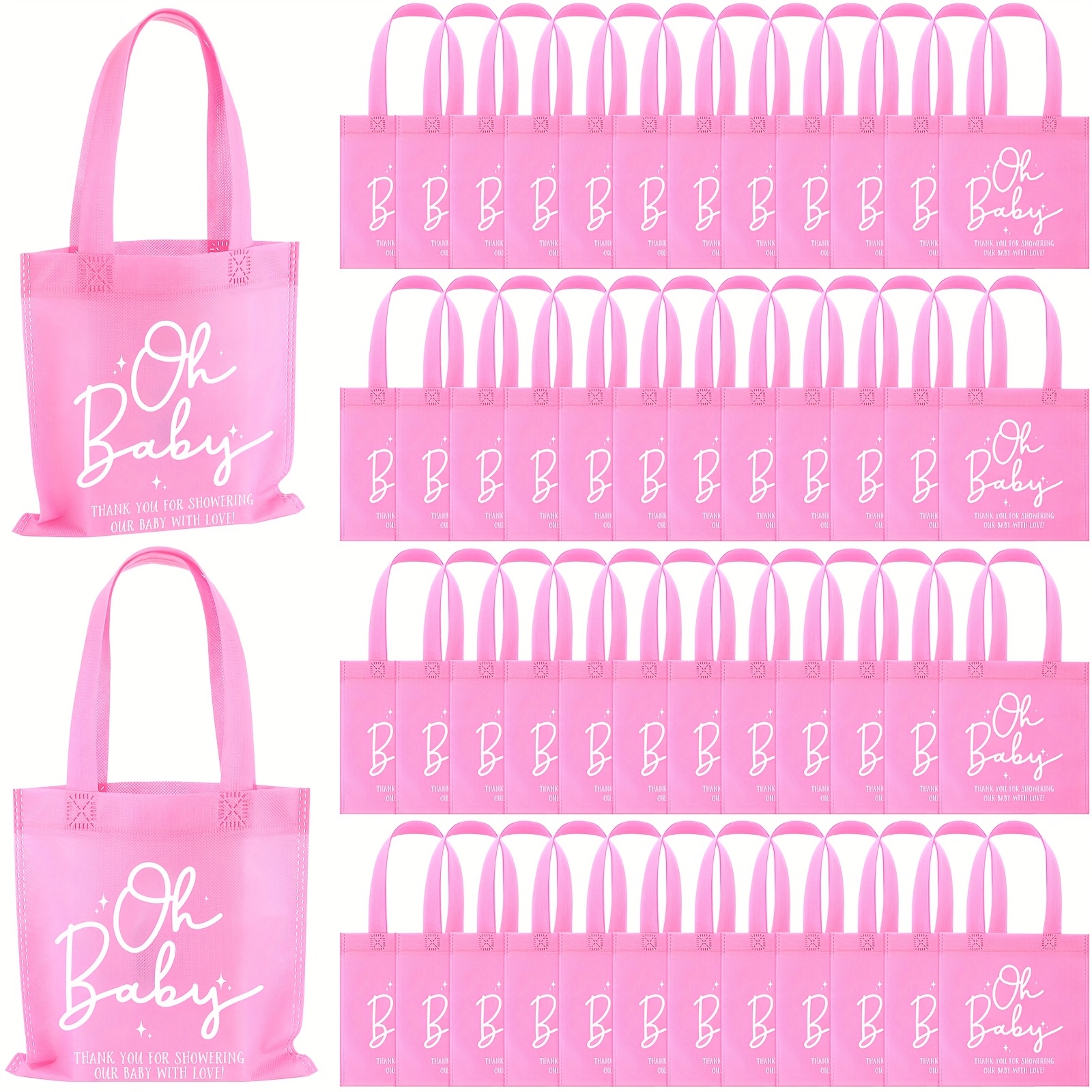 thumbnail image 2 of 50 Pcs Baby Shower Boy Gift Bags - Blue Non Woven Treat Bags With Handles 2 of 13