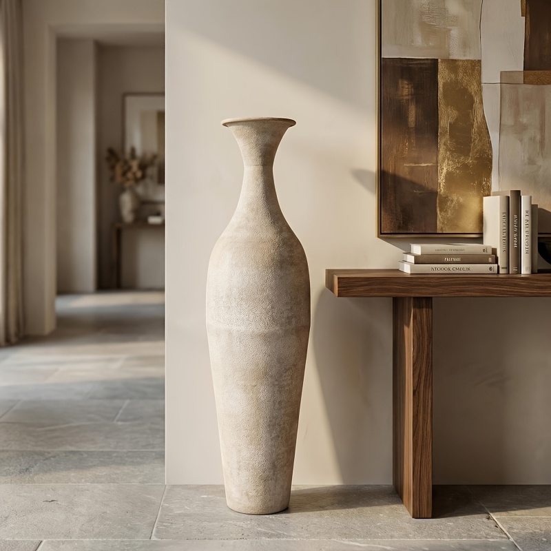 Metal Tall Floor Vase 58.93 cm Large Bohemian Vase for Pampas Grass - White Slim Decorative Vase, Vertical Rustic Farmhouse Large Vase, Ideal for Living Room, Indoor Fireplace & Home Decor Corner