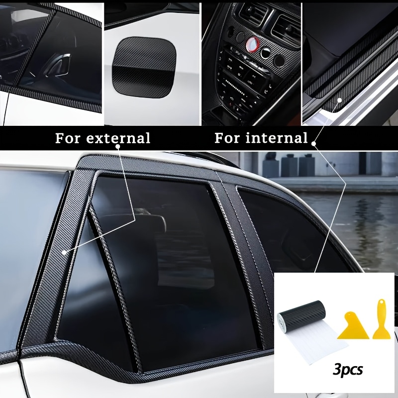 TEMU 1 Set Of Three-dimensional Carbon Tape | Waterproof And Scratch-resistant Bumper And Sill Protection Strips, Black, Decoration, Interior,