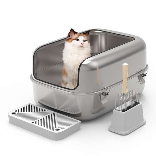 Stainless Steel Sifting Litter Box For Pine Pellet Cat Litter Non