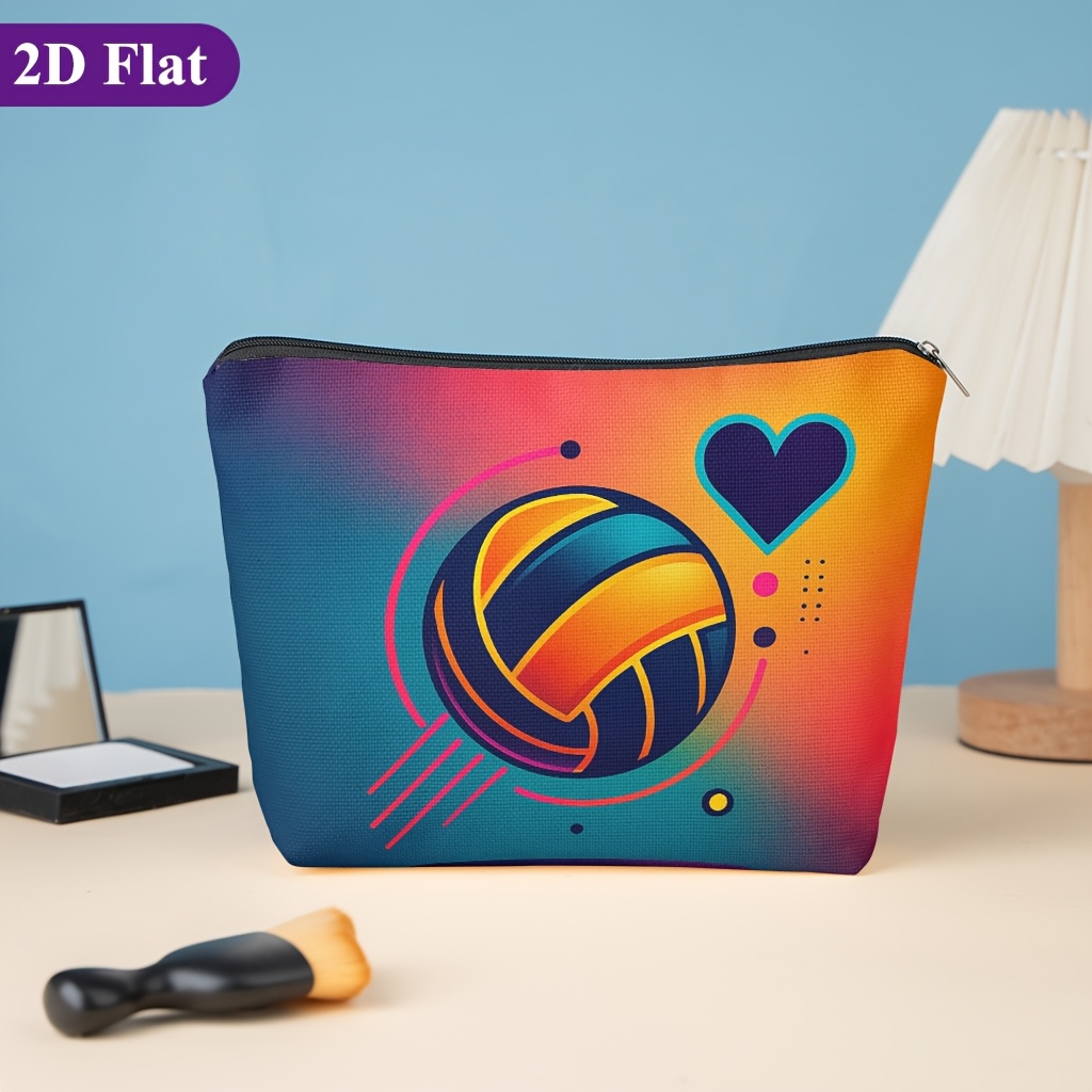 TEMU Cosmetic Bag 1pc, Volleyball Art, Stylish Zippered Wallets, Work Snack Bags, Skincare Product Organizers, Double-sided Printed Cosmetic Bags,