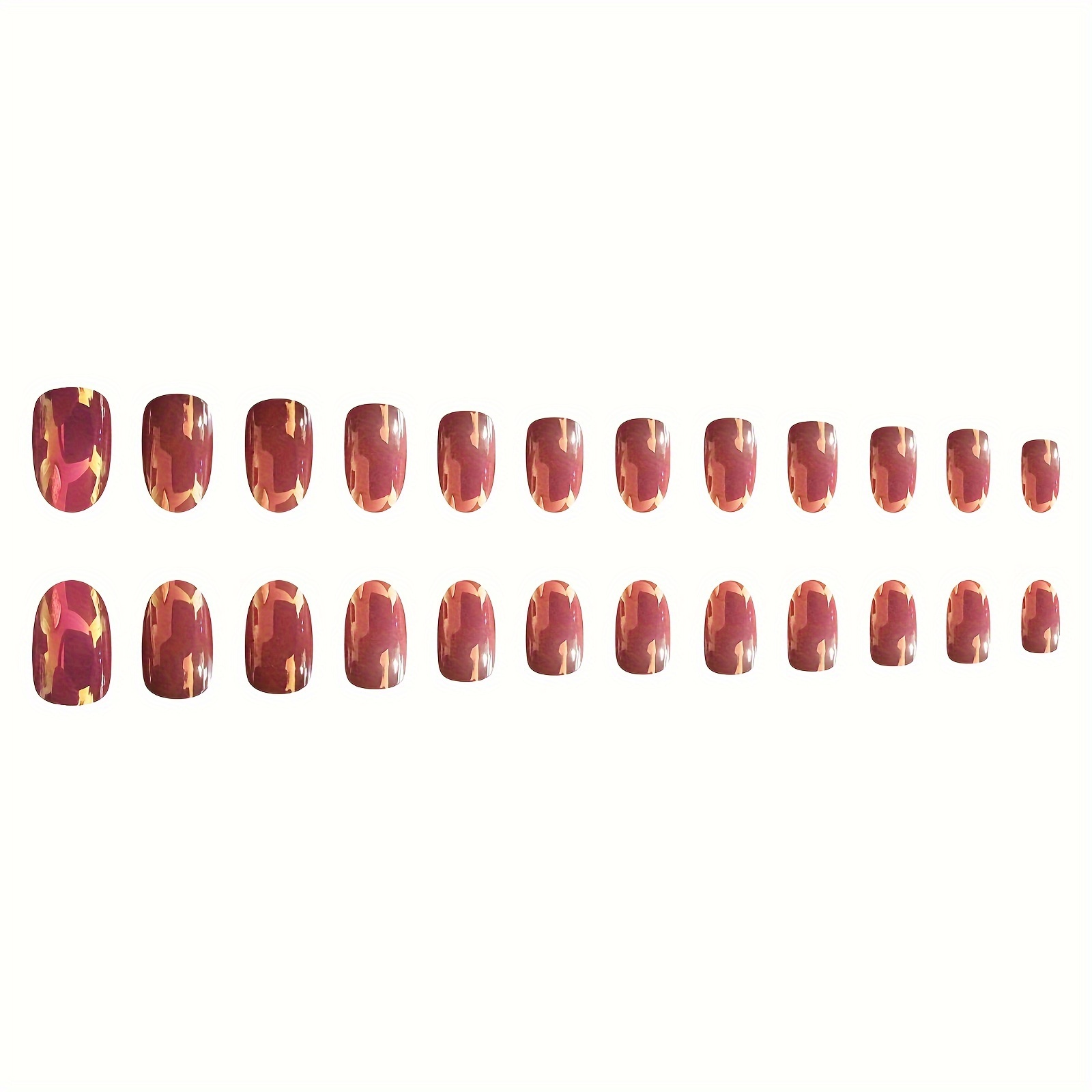 24pcs set electroplated false nails short oval shaped glossy fake nails with chrome design glossy artificial acrylic nails details 1