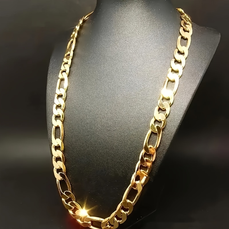 

1pc Fashionable Golden-tone Stainless Steel Chain Necklace - , Ideal For Men And Women, Perfect Father's Day Gift, Gift For Dad|contemporary Style|modern