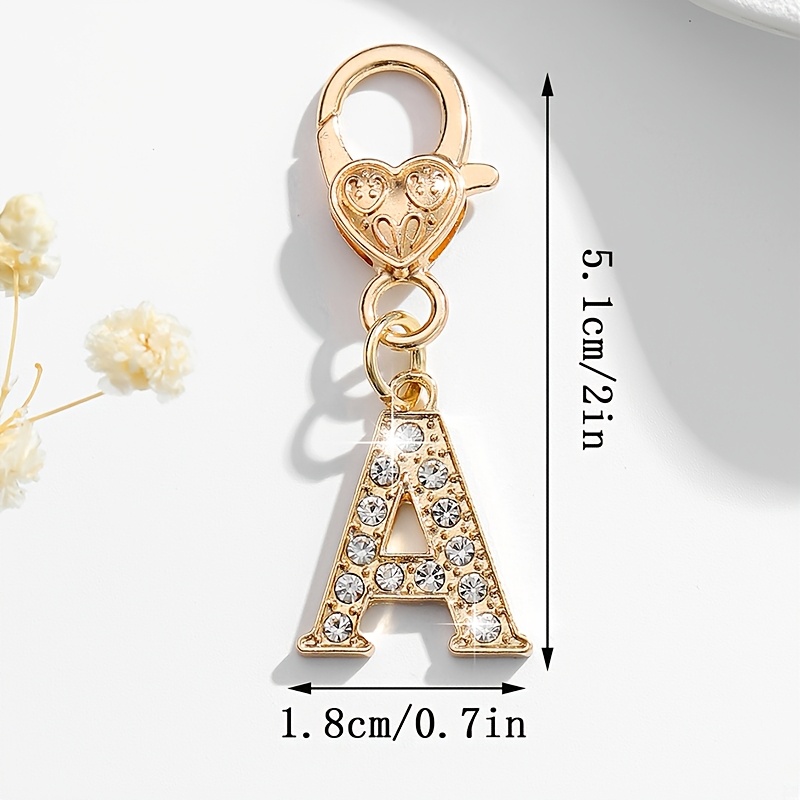 TEMU 1pc Of Fashionable European And American Exquisite Versatile 26 English Alphabet Keychain Bag Pendant Additions, Suitable For Women' Keys, Bags
