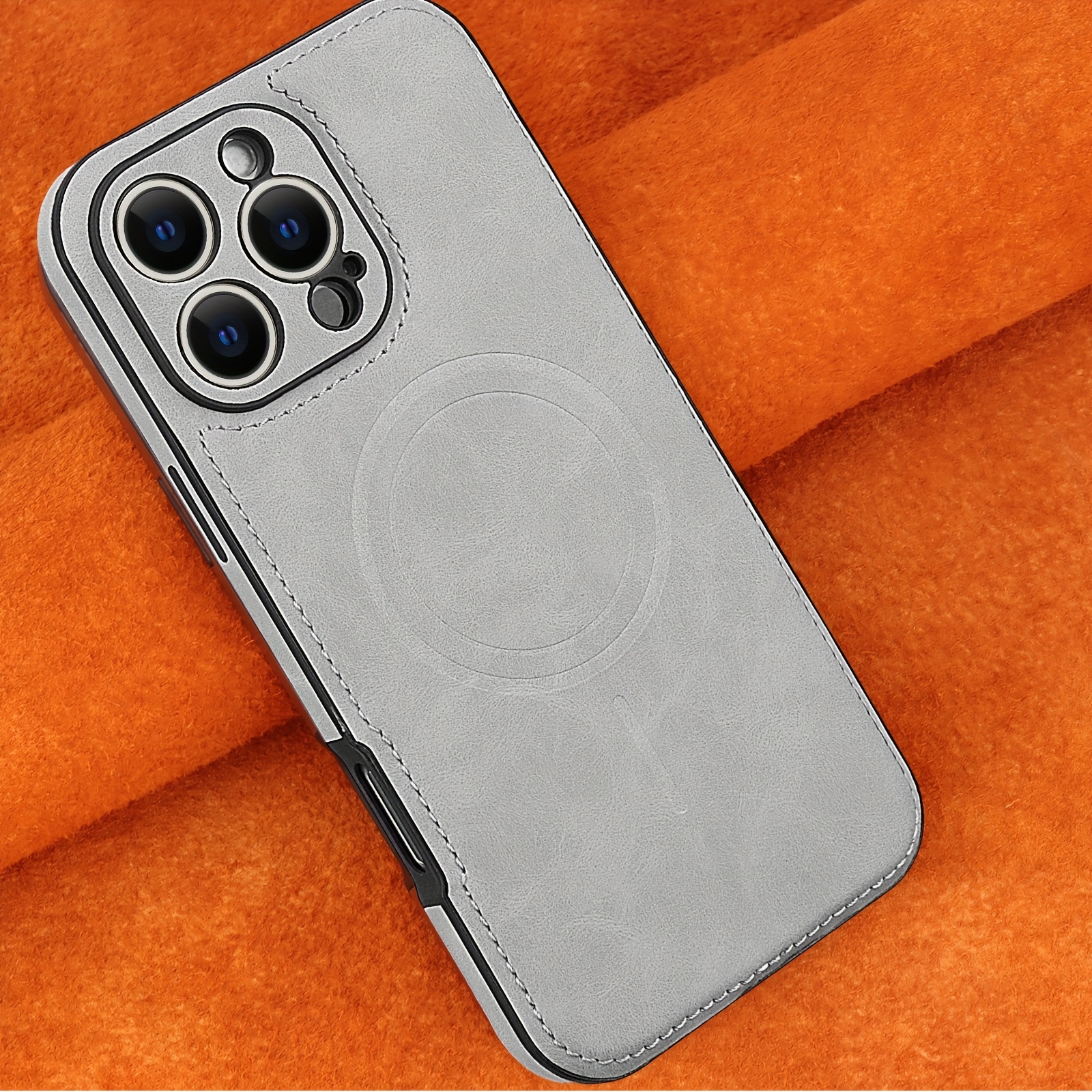 Synthetic Faux Leather Cover for Iphone 17/16/15/14/13/12 Pro Max Plus, Works with Magnetic Wireless Charger, Stylish Luxury Slim Shock-Resistant Complete Protection Case, I