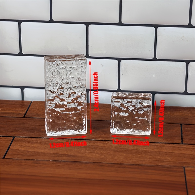 TEMU 20pcs Transparent Mini Glass Bricks Suitable For Dollhouse, Diorama & Sand Table Scenes - Realistic Water Ripple Blocks With Building Blocks For