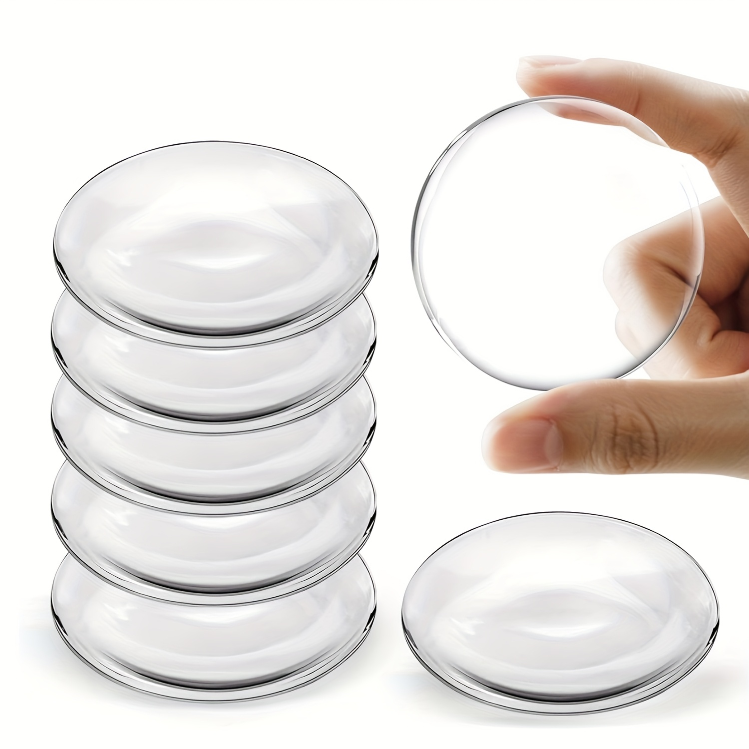 TEMU Set Of 6 Silicone Door Stoppers, Wall Protectors For Doors, Self-adhesive Door Buffers, Reusable Self-adhesive Door Cushions, Shock-absorbing Door Handle Pads, Wall Surface, Transparent