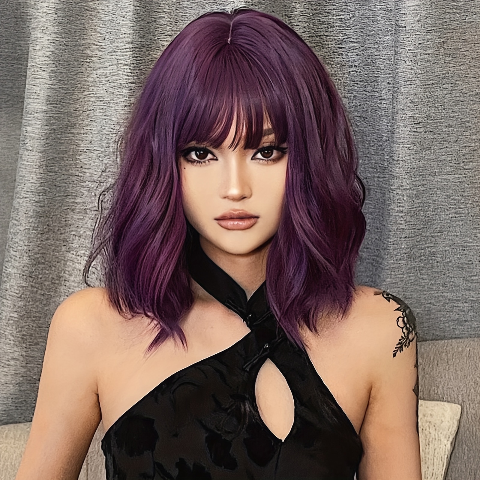 

14 Inch Purple Short Wigs For Women Wl1006-3