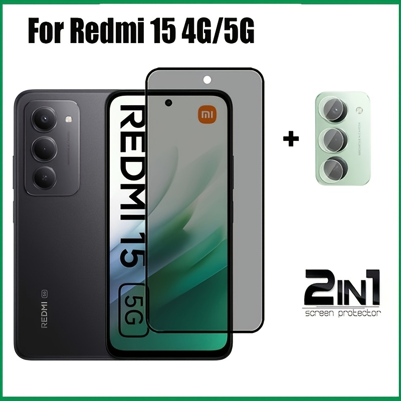 TEMU () para Redmi 15 4G 5G Película de Pantalla y Lente de Cerámica Anti-Espía y Privacidad