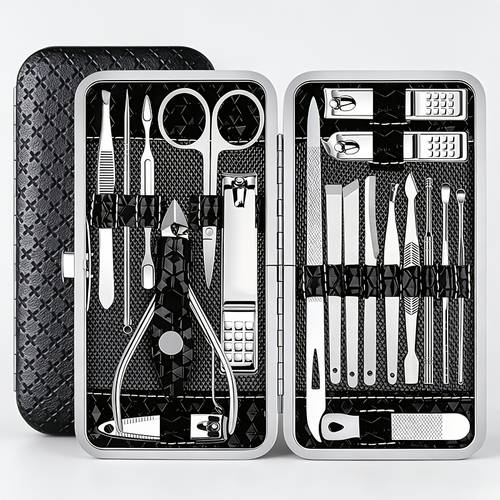 22pcs professional multifunctional and nail art kit suitable for facial hand care unisex nail clippers nail files etc ideal for home use nail salons and portable maintenance with fashionable metal