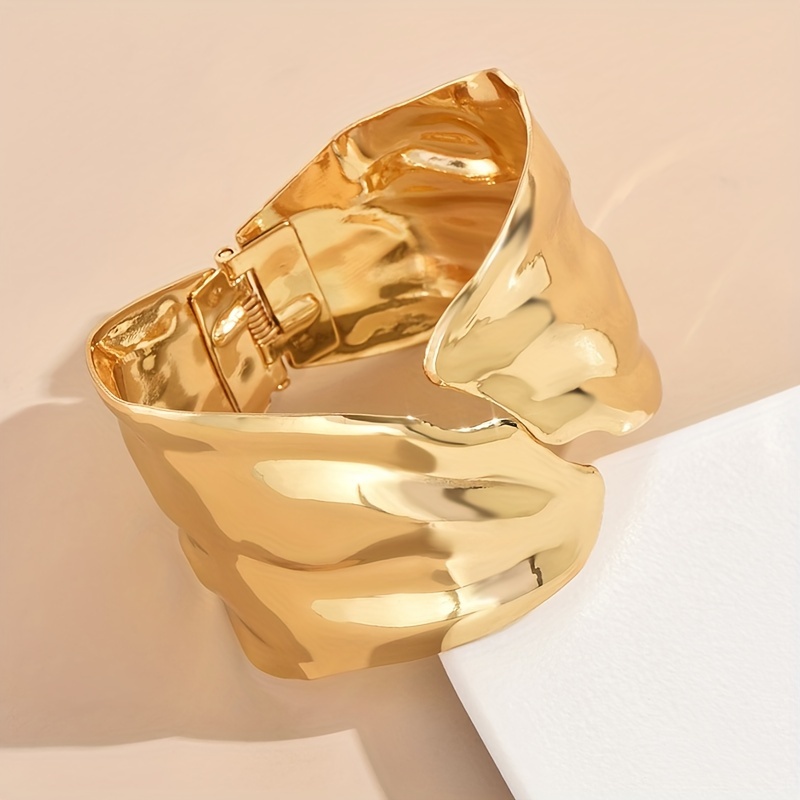 Geometric Adjustable Leaf Cuff Bangle for Women