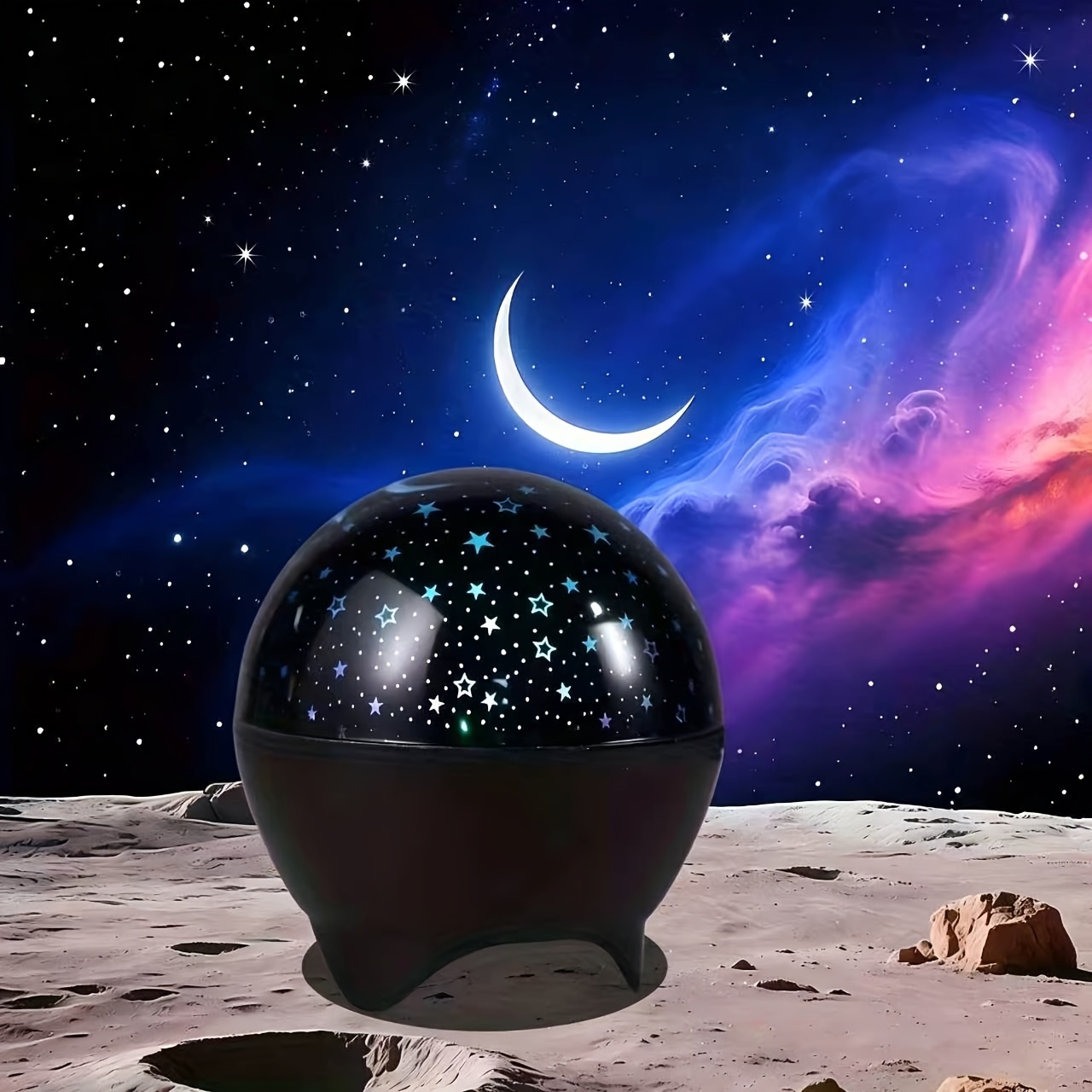 TEMU Lámpara inteligente con proyección de estrellas y luna LED USB, lámpara de decorativa de cielo estrellado RGB, proyector de estrellas que de