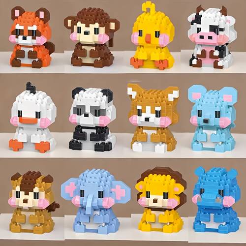 set de 12 bloques de construcción de animales, lindo bloque de construcción de animales, mini bloques de , bloques de construcción educativos un juguete educativo, un juguete para , un juguete para fiestas, relleno de bolsas de regalo, un regalo para fiestas, un regalo de , un juguete de para el