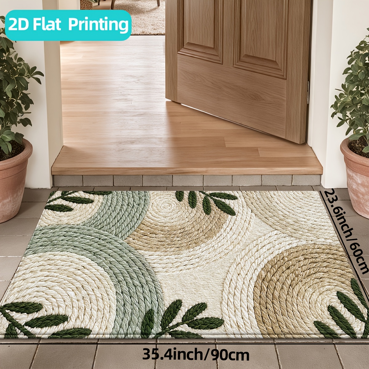 TEMU Door Mat Door Rug, 2d Flat Printing Rug Durable Outdoor Doormat Front Door Rug, Low Profile Non Slip Low Profile Door Rug For Entry, Patio, Home