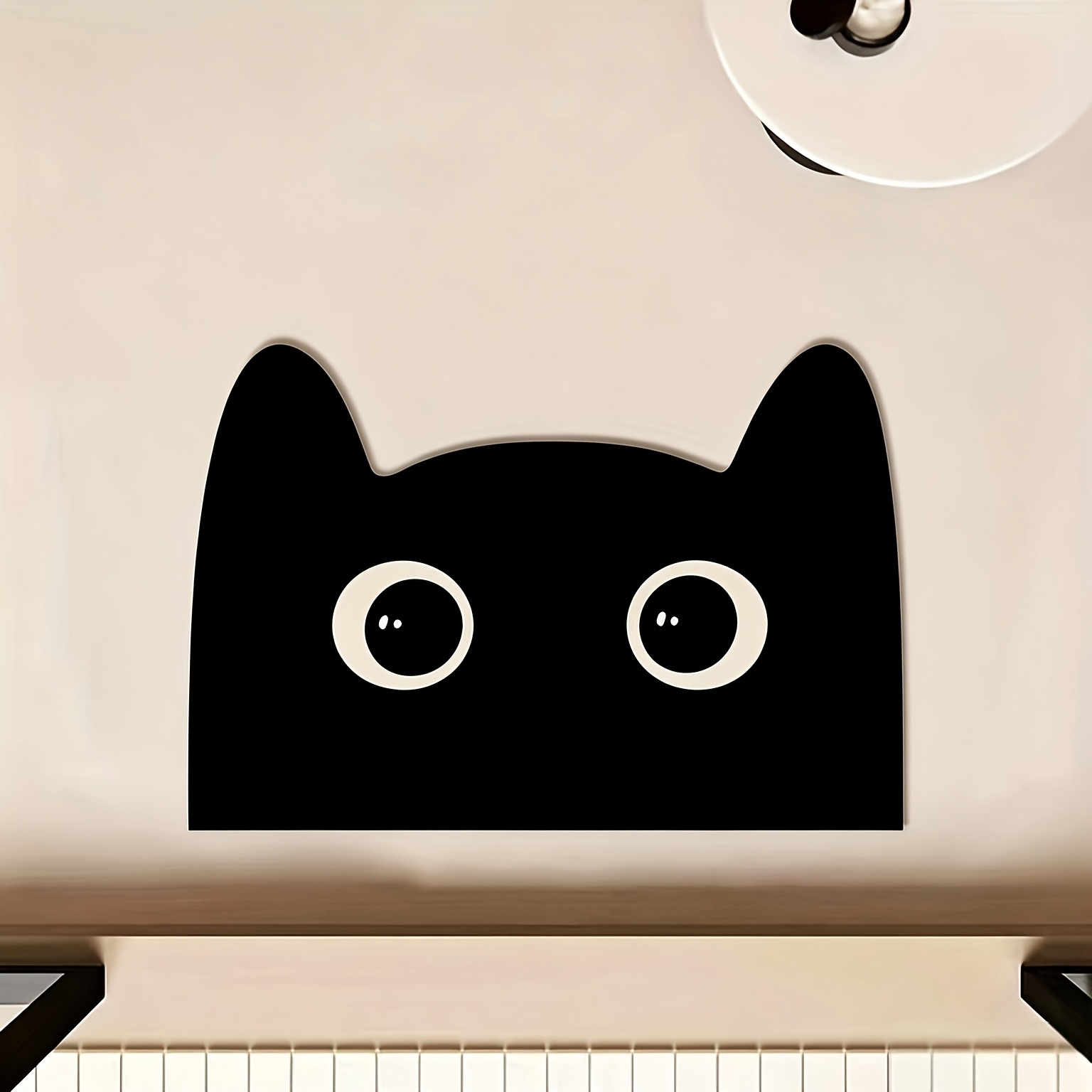TEMU Tapete de baño absorbente de diatomita con forma irregular y temática de gato adorable - Antideslizante, alfombra de decoración de baño de