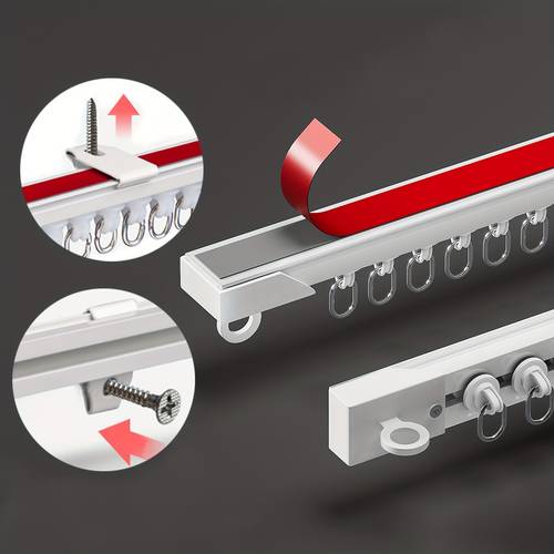 4 in 1 multifunctional nano silent track length adjustable to actual distance suitable for curtains sheers shower curtains room dividers cabinets wardrobes bathroom additions