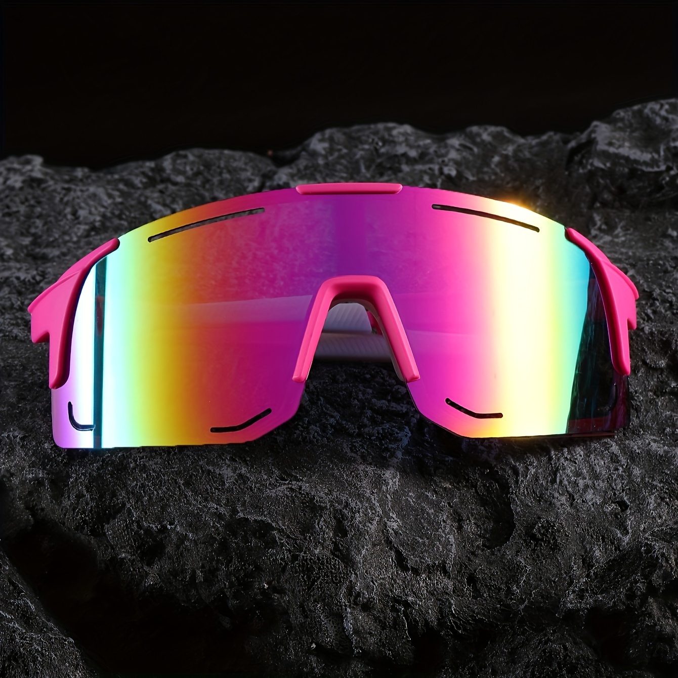 

Unisex Sports Glasses, Y2k Fashion, Iridescent Lenses, Powder-coated Pink Frame, Lightweight & Durable, Ideal For Runners And Outdoor Activities