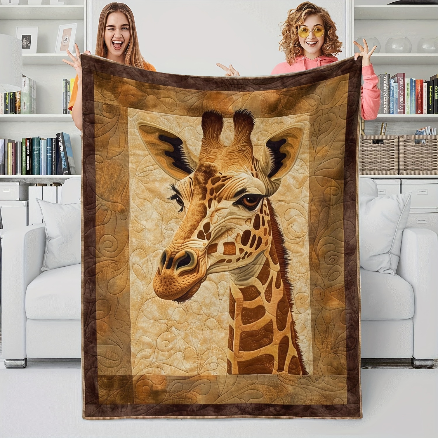 

1pc Giraffe Mom Gifts Blanket For Daughter Soft Blanket Flannel Blanket For Couch Sofa Office Bed Camping Travel, Multi-purpose Gift Blanket For All Season