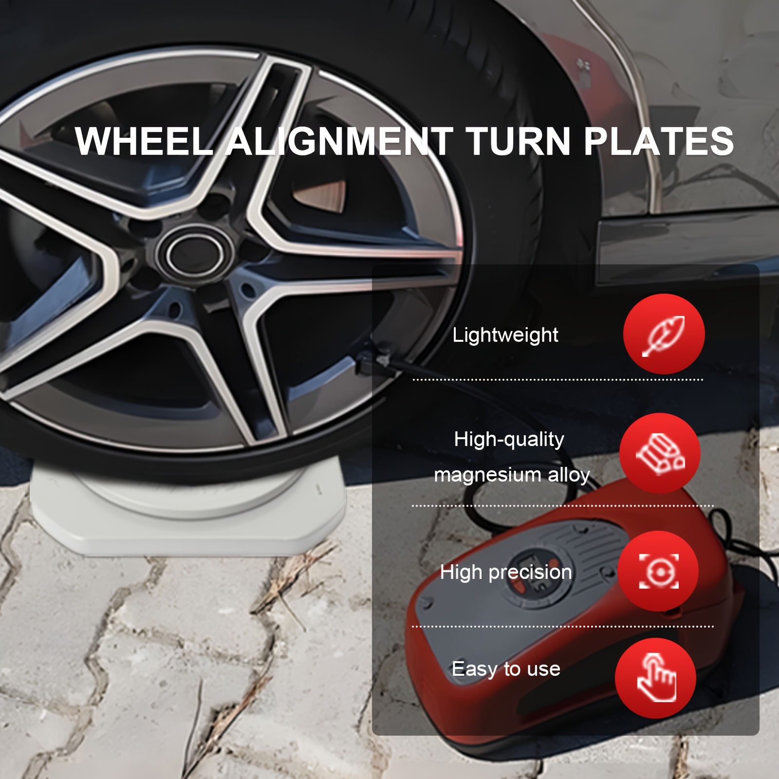 360° Car Wheel Alignment Tool Turn Plates, 1 Pair